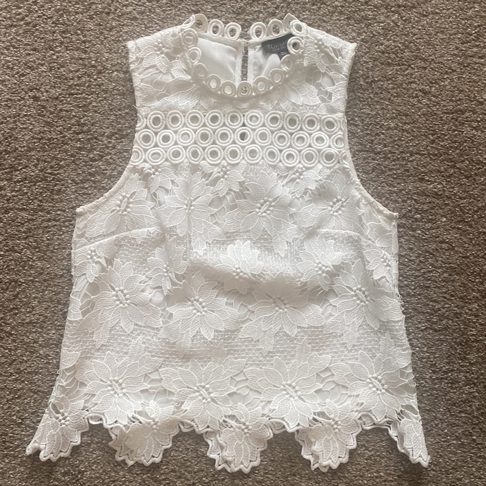 White Top Shop Crochet Top - Size Medium